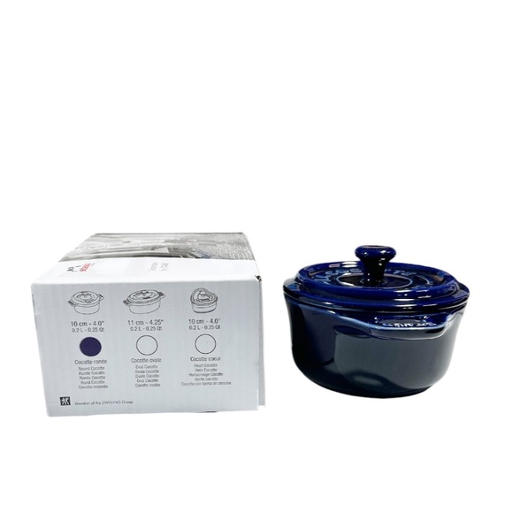 NEW Staub DARK BLUE MINI ROUND CERAMIC COCOTTE 10cm - Picture 4 of 7